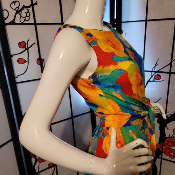 K.C. SPENCER NEW YORK  LADIES MAXI HAWAIIAN FLORAL DRESS/FRONT TIE SIZE 6 - Picture 12 of 16